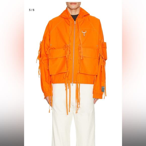 Reese Cooper Other - Reese Cooper Modular Pocket Hooded Jacket In Orange Ripstop
